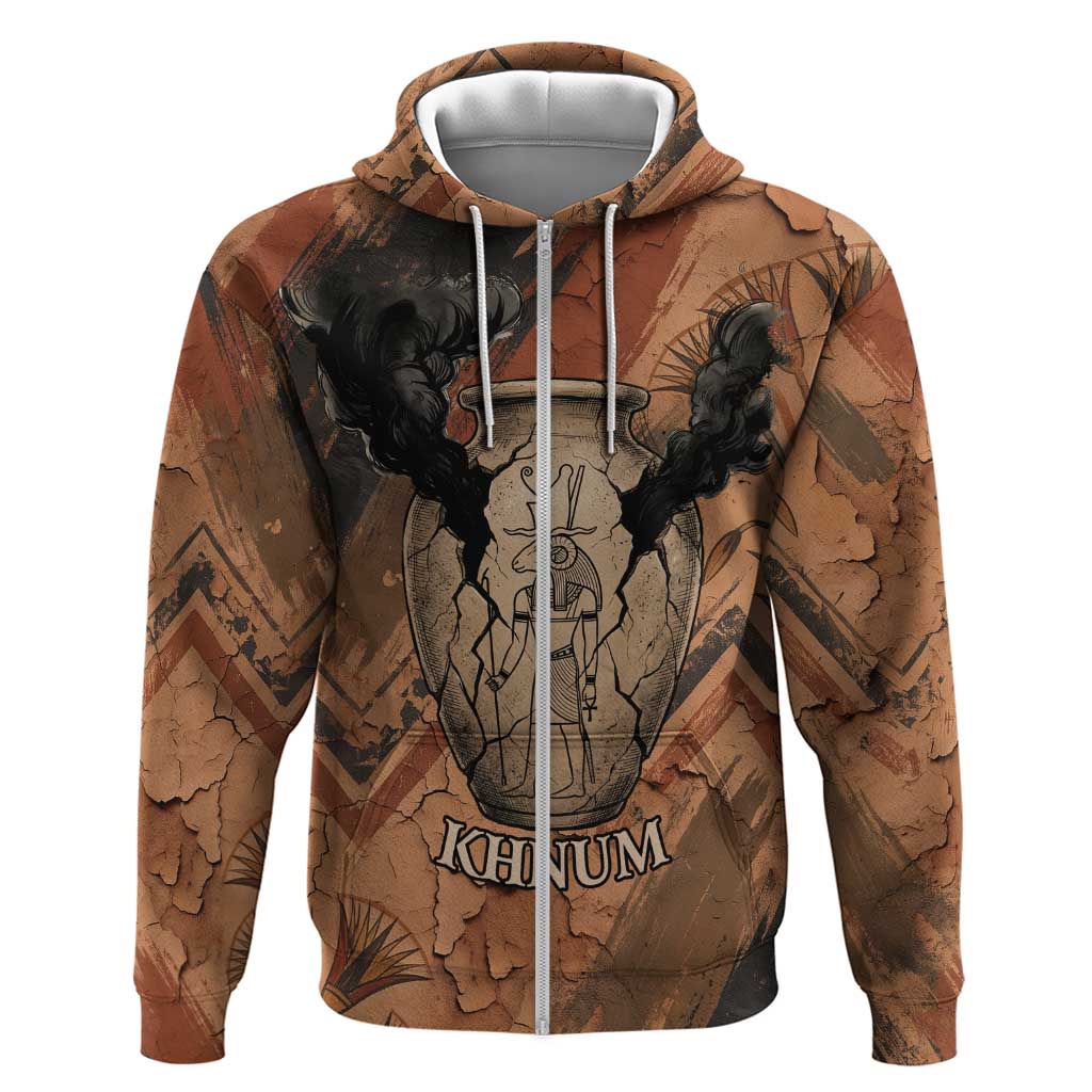 Khnum Hoodie Ancient Egyptian Earthy Cracked Papyrus - Divine Potter - African Pride