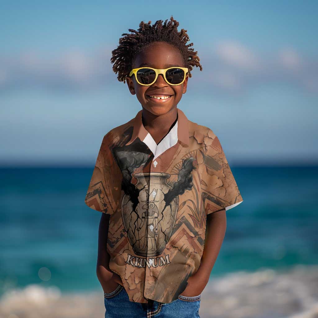 Khnum Kid Hawaiian Shirt Ancient Egyptian Earthy Cracked Papyrus - Divine Potter - African Pride