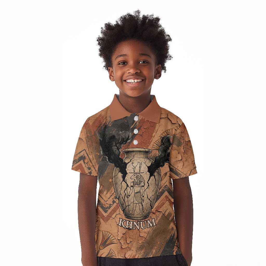 Khnum Kid Polo Shirt Ancient Egyptian Earthy Cracked Papyrus - Divine Potter - African Pride