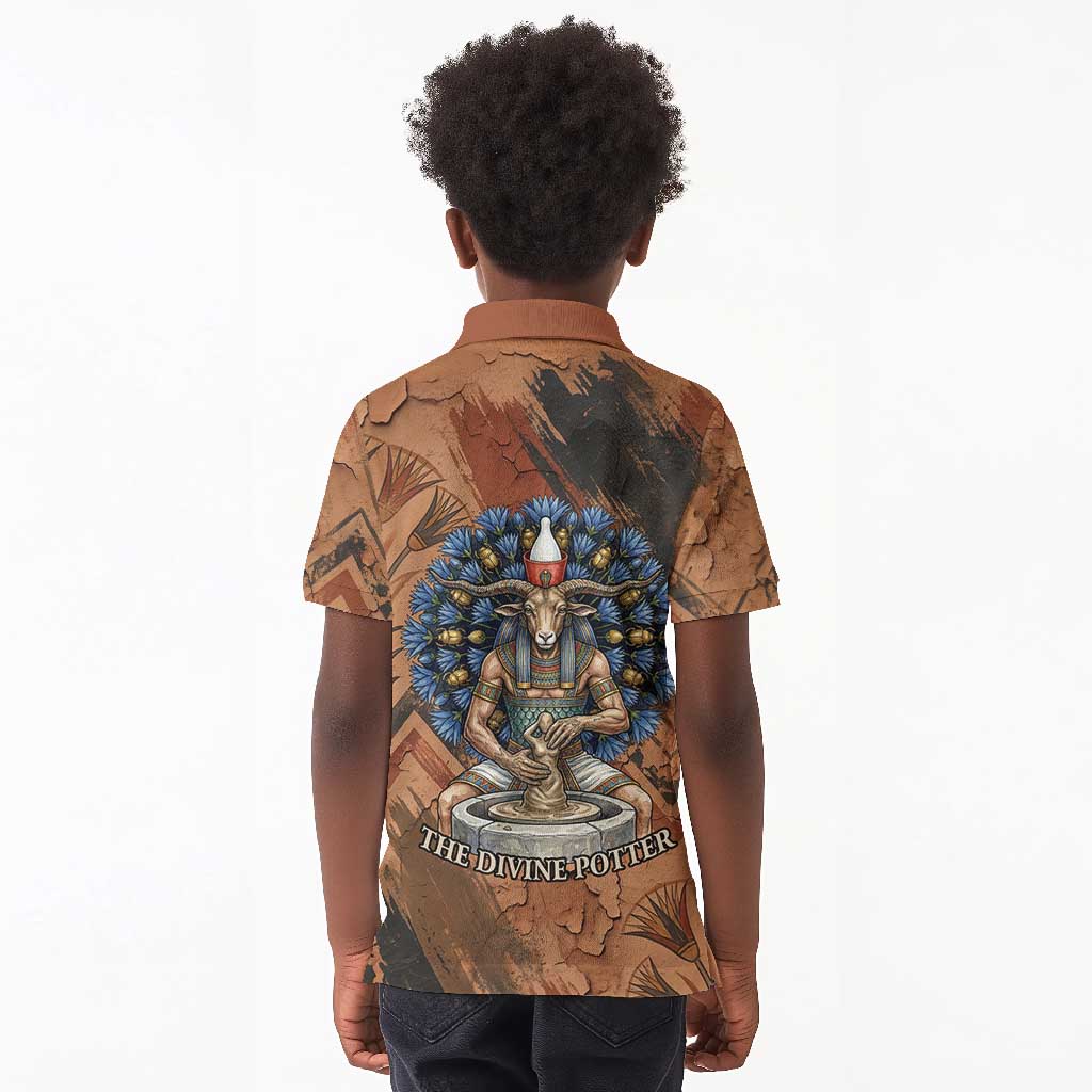 Khnum Kid Polo Shirt Ancient Egyptian Earthy Cracked Papyrus - Divine Potter - African Pride