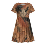 Khnum Kid Short Sleeve Dress Ancient Egyptian Earthy Cracked Papyrus - Divine Potter - African Pride