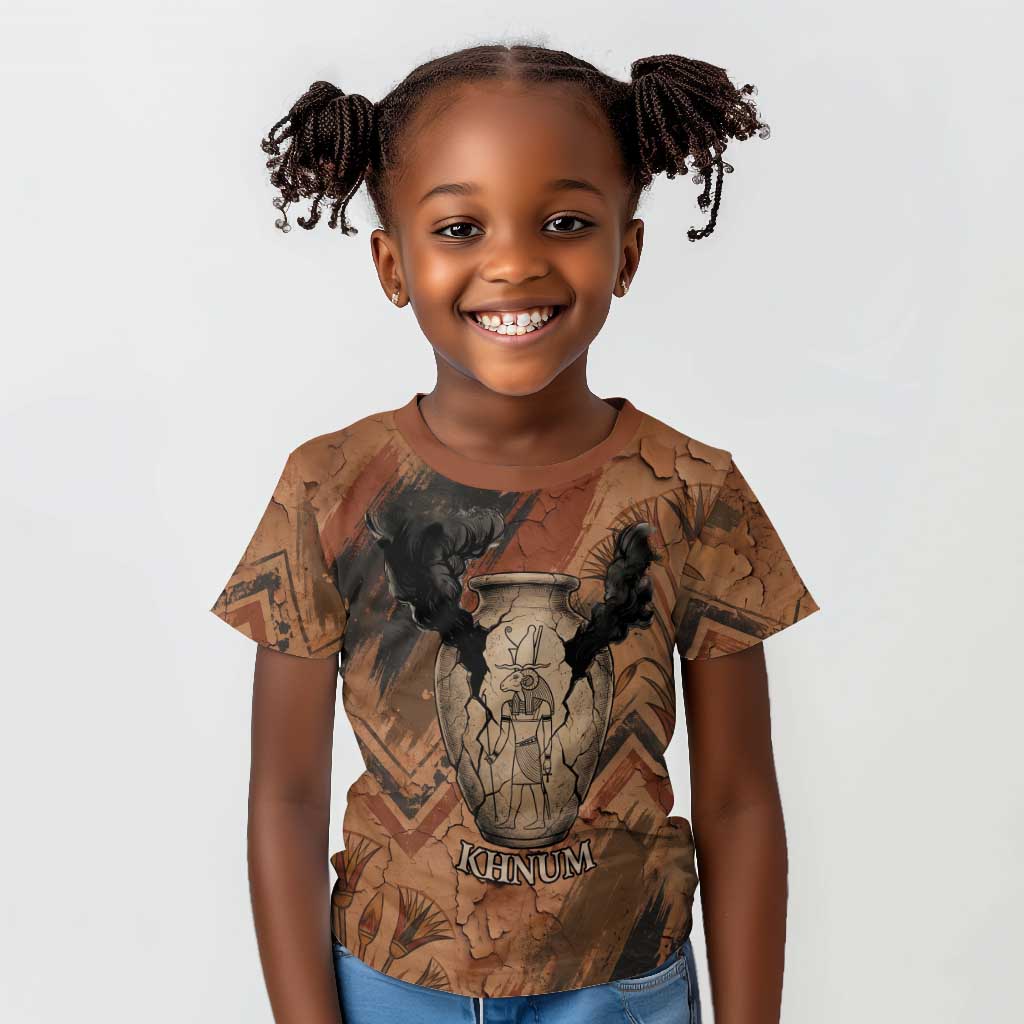 Khnum Kid T shirt Ancient Egyptian Earthy Cracked Papyrus - Divine Potter - African Pride