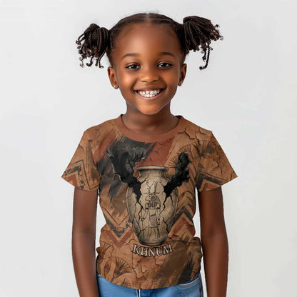 Khnum Kid T shirt Ancient Egyptian Earthy Cracked Papyrus - Divine Potter - African Pride