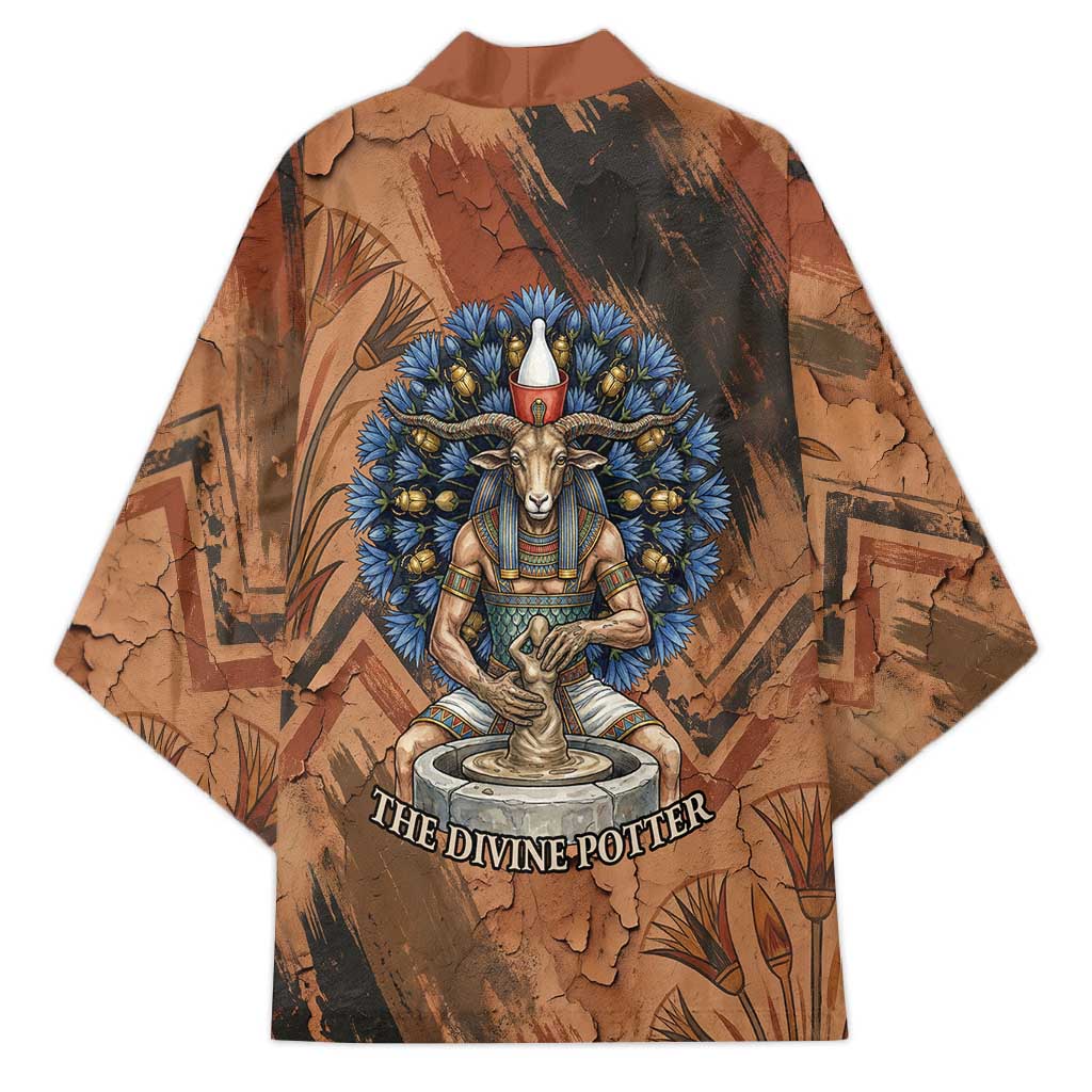 Khnum Kimono Ancient Egyptian Earthy Cracked Papyrus - Divine Potter - African Pride