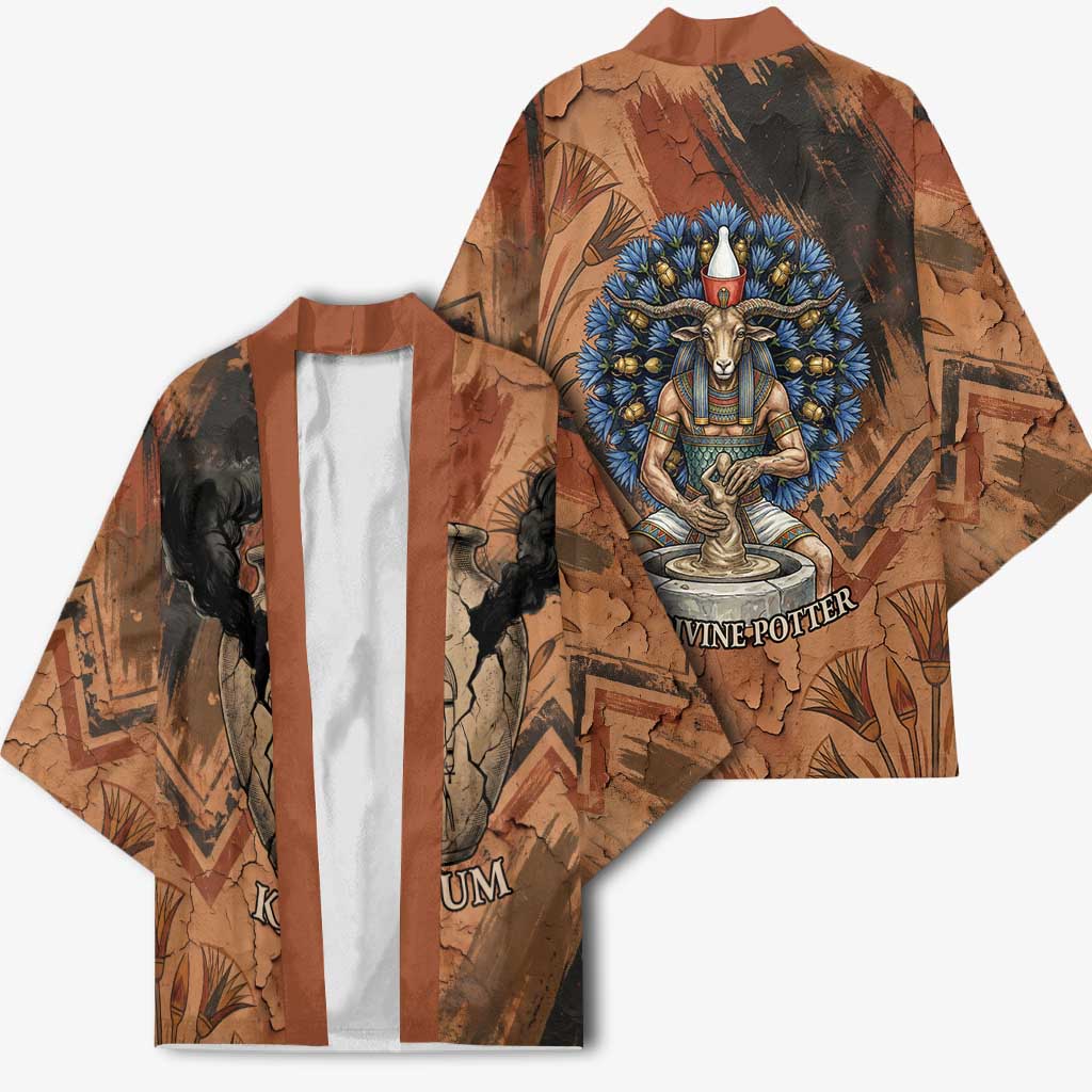 Khnum Kimono Ancient Egyptian Earthy Cracked Papyrus - Divine Potter - African Pride