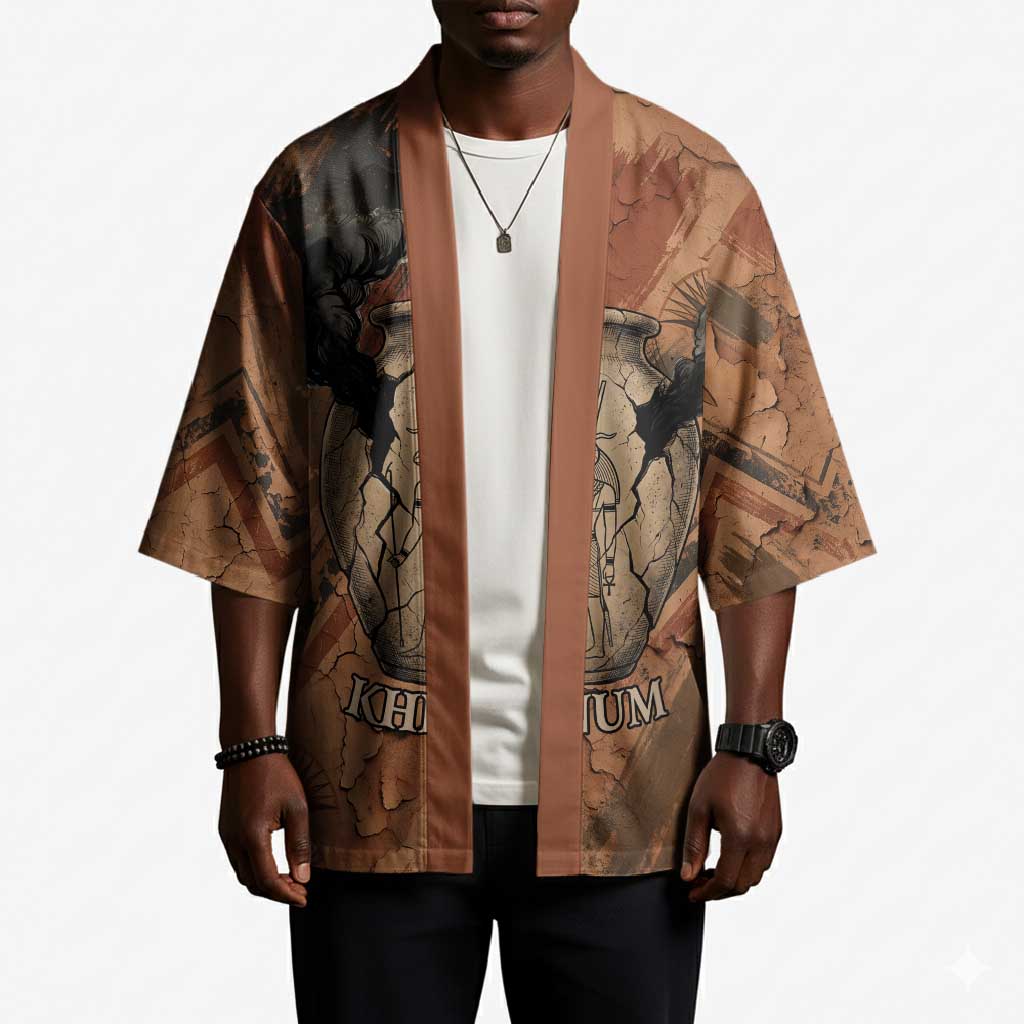Khnum Kimono Ancient Egyptian Earthy Cracked Papyrus - Divine Potter - African Pride