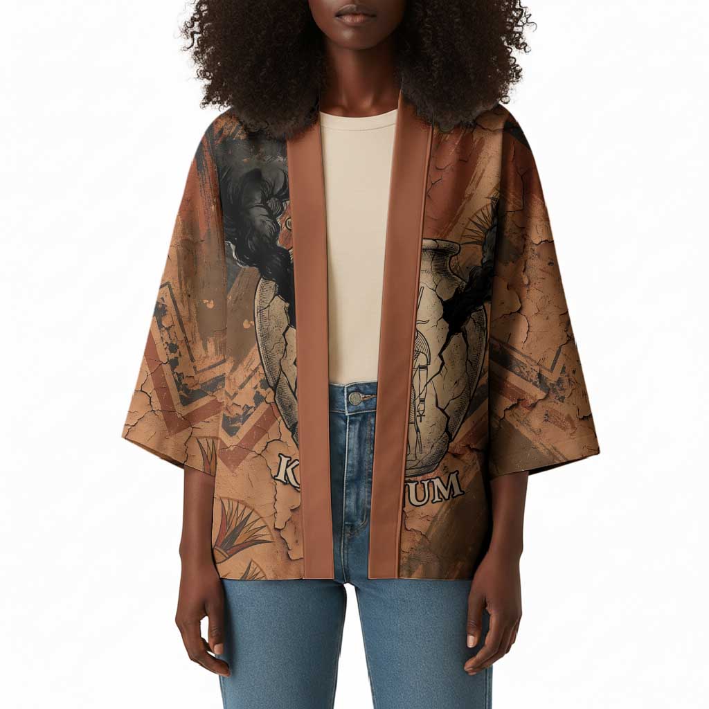 Khnum Kimono Ancient Egyptian Earthy Cracked Papyrus - Divine Potter - African Pride