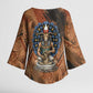 Khnum Kimono Sleeve Blouse Ancient Egyptian Earthy Cracked Papyrus - Divine Potter - African Pride