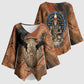 Khnum Kimono Sleeve Blouse Ancient Egyptian Earthy Cracked Papyrus - Divine Potter - African Pride
