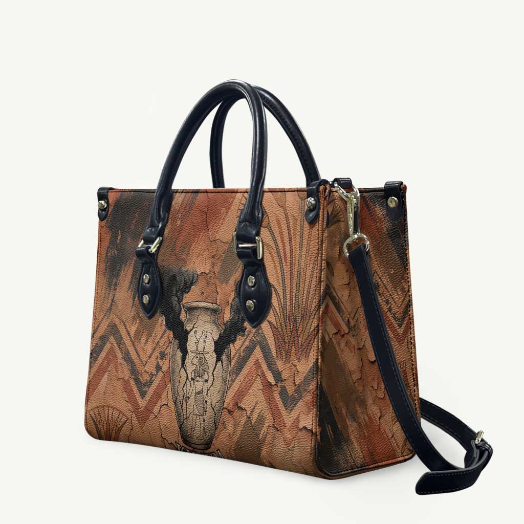 Khnum Leather Bag Ancient Egyptian Earthy Cracked Papyrus - Divine Potter - African Pride