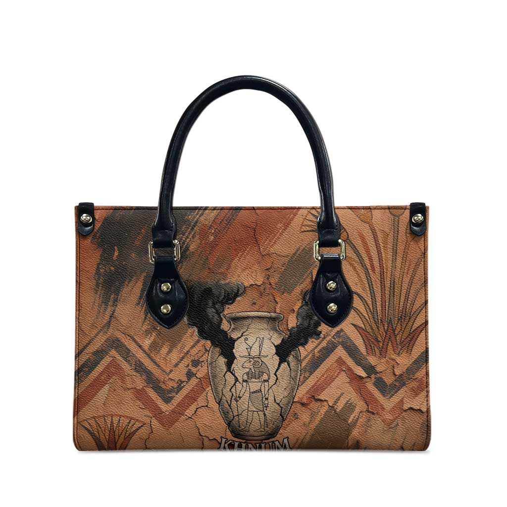 Khnum Leather Bag Ancient Egyptian Earthy Cracked Papyrus - Divine Potter - African Pride