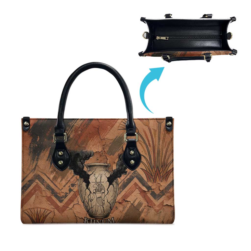 Khnum Leather Bag Ancient Egyptian Earthy Cracked Papyrus - Divine Potter - African Pride