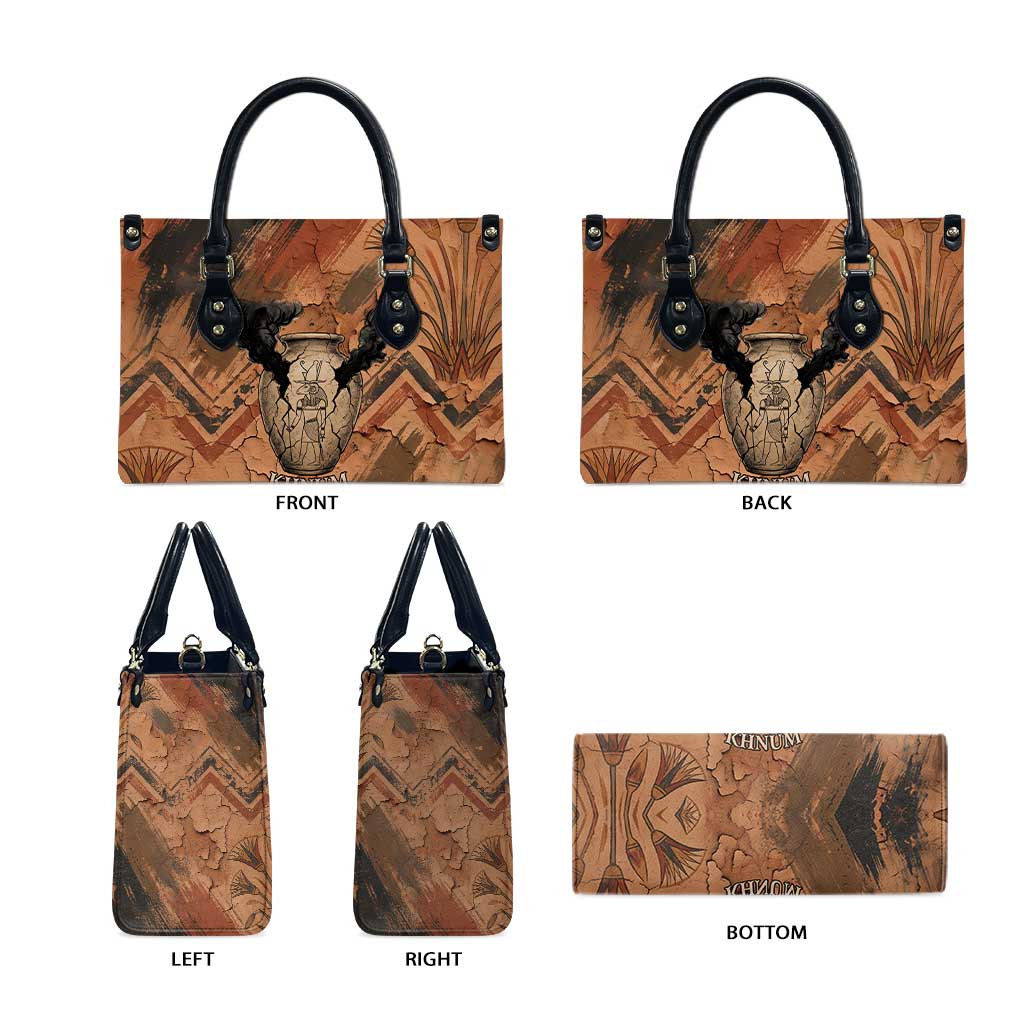 Khnum Leather Bag Ancient Egyptian Earthy Cracked Papyrus - Divine Potter - African Pride