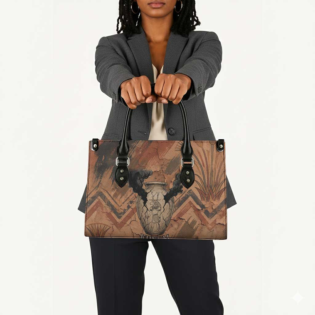 Khnum Leather Bag Ancient Egyptian Earthy Cracked Papyrus - Divine Potter - African Pride