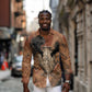 Khnum Long Sleeve Button Shirt Ancient Egyptian Earthy Cracked Papyrus - Divine Potter - African Pride