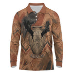 Khnum Long Sleeve Polo Shirt Ancient Egyptian Earthy Cracked Papyrus - Divine Potter - African Pride