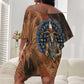 Khnum Off Shoulder Short Dress Ancient Egyptian Earthy Cracked Papyrus - Divine Potter - African Pride