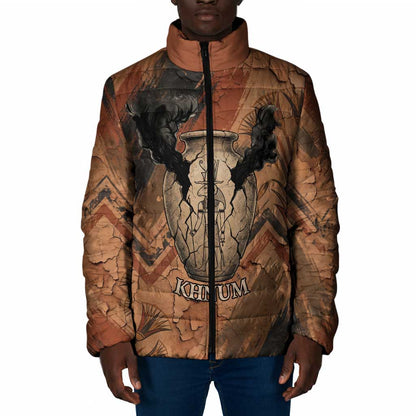 Khnum Padded Jacket Ancient Egyptian Earthy Cracked Papyrus - Divine Potter - African Pride