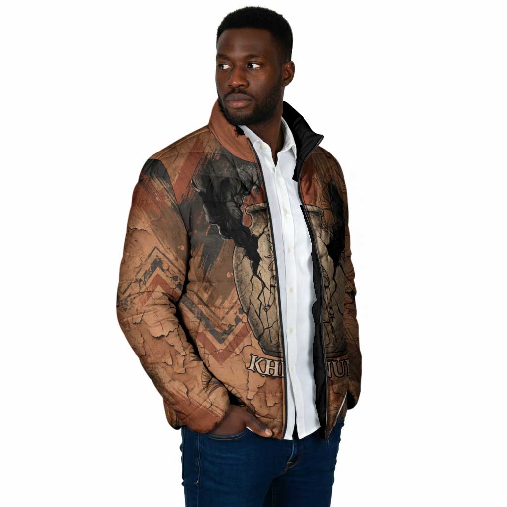 Khnum Padded Jacket Ancient Egyptian Earthy Cracked Papyrus - Divine Potter - African Pride