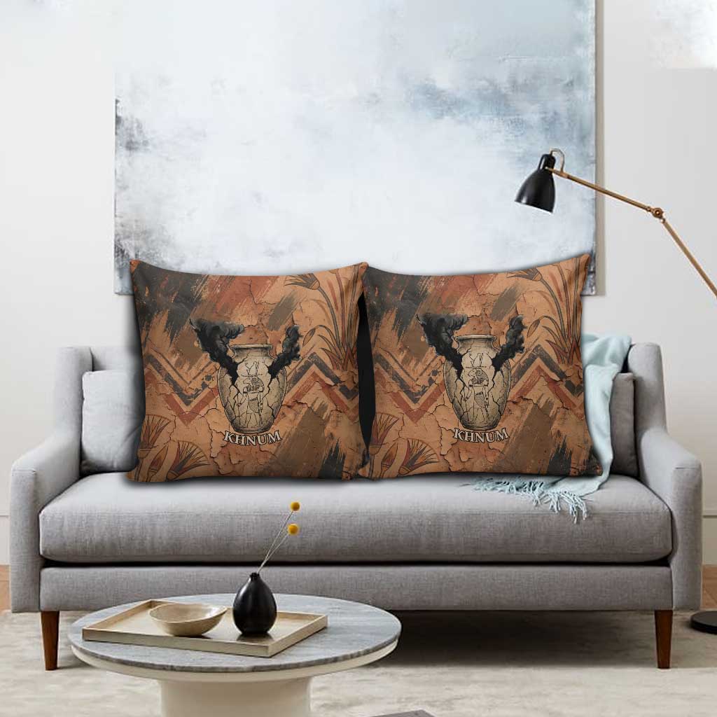 Khnum Pillow Cover Ancient Egyptian Earthy Cracked Papyrus - Divine Potter - African Pride