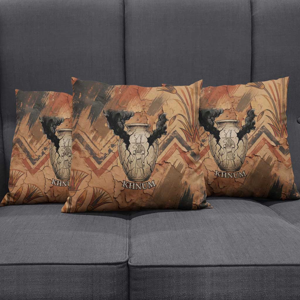 Khnum Pillow Cover Ancient Egyptian Earthy Cracked Papyrus - Divine Potter - African Pride