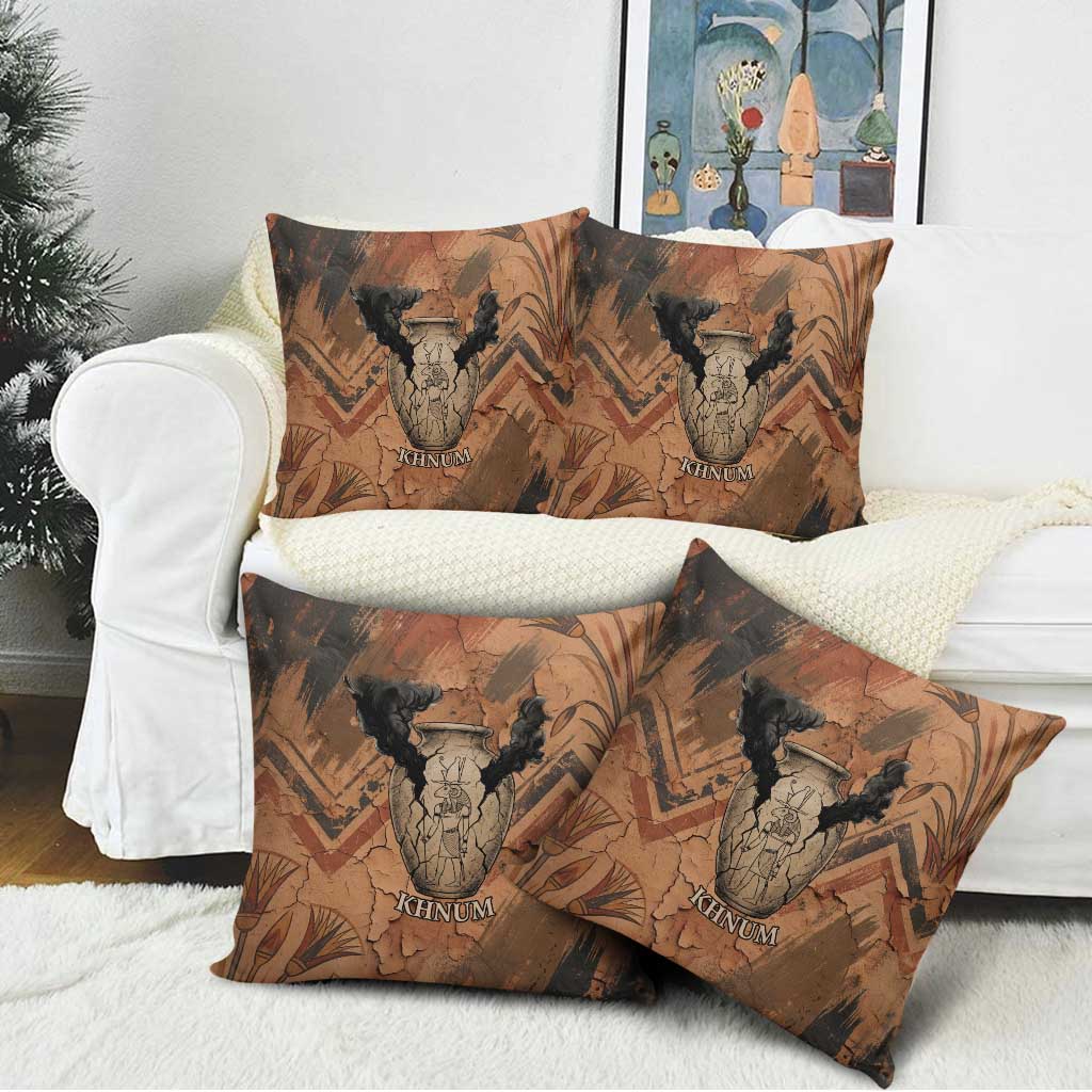 Khnum Pillow Cover Ancient Egyptian Earthy Cracked Papyrus - Divine Potter - African Pride