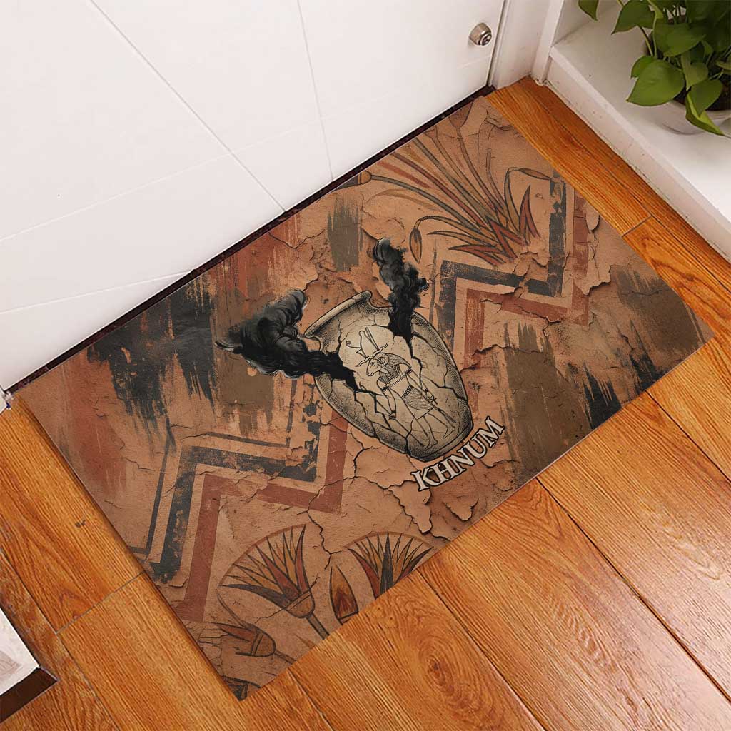 Khnum Rubber Doormat Ancient Egyptian Earthy Cracked Papyrus - Divine Potter - African Pride