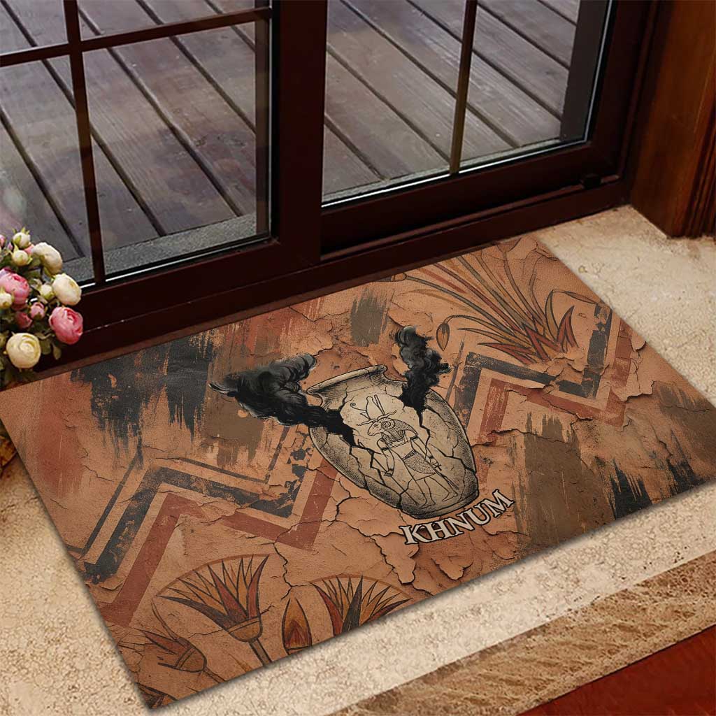 Khnum Rubber Doormat Ancient Egyptian Earthy Cracked Papyrus - Divine Potter - African Pride