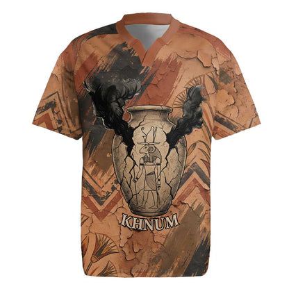 Khnum Rugby Jersey Ancient Egyptian Earthy Cracked Papyrus - Divine Potter - African Pride