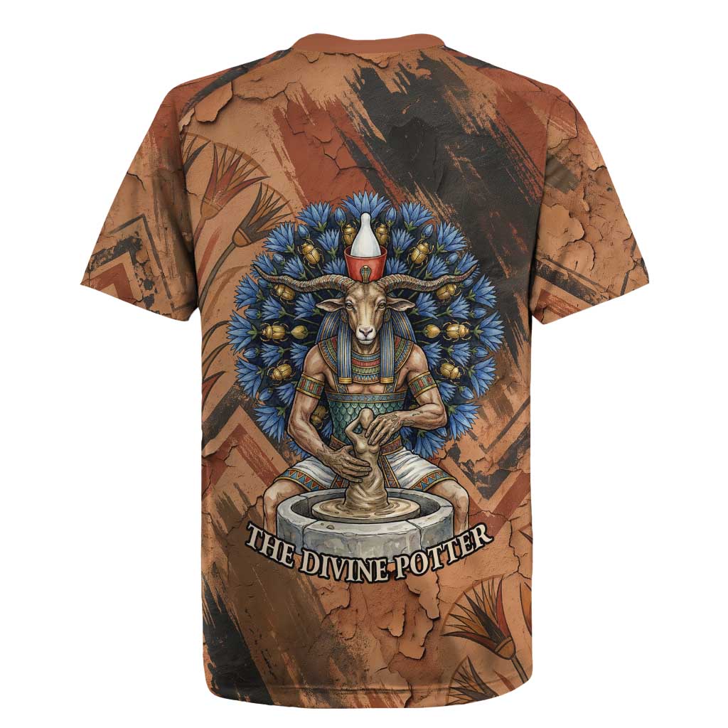 Khnum Rugby Jersey Ancient Egyptian Earthy Cracked Papyrus - Divine Potter - African Pride