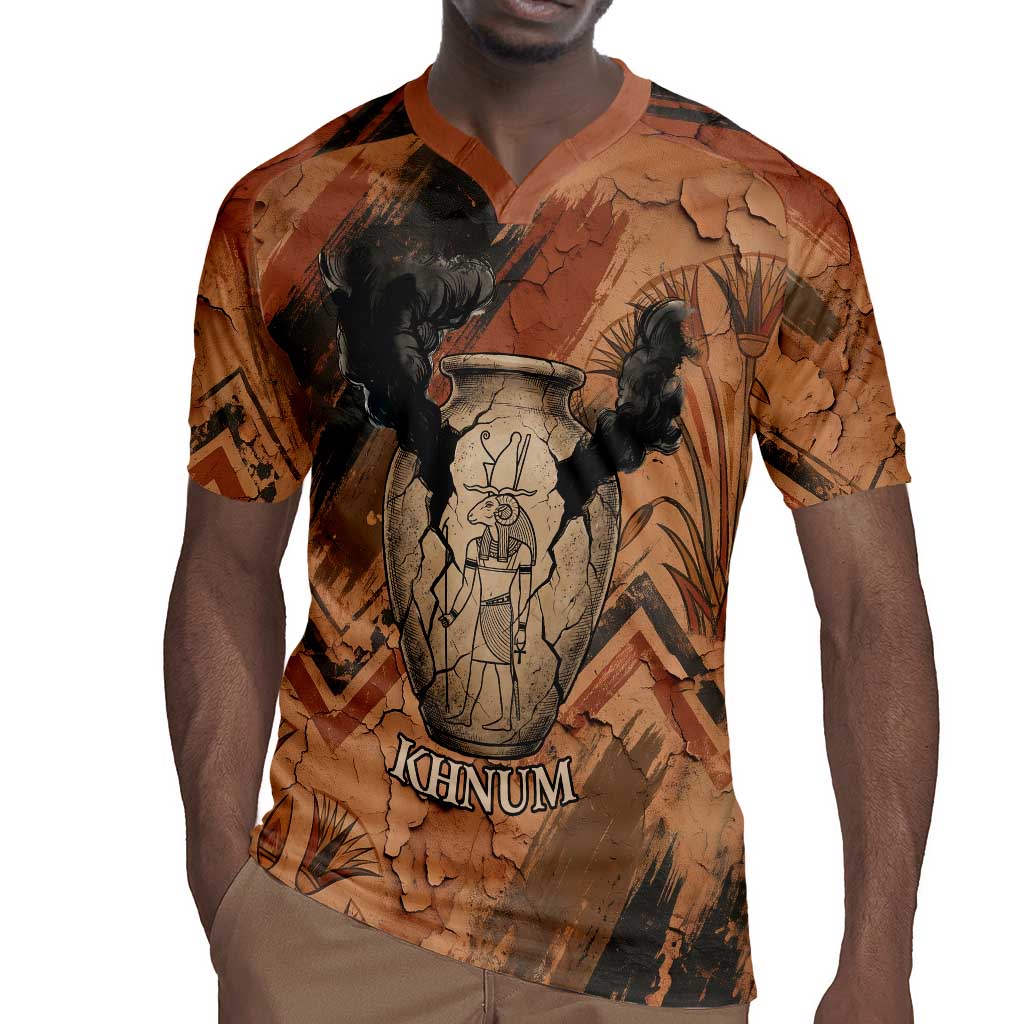 Khnum Rugby Jersey Ancient Egyptian Earthy Cracked Papyrus - Divine Potter - African Pride