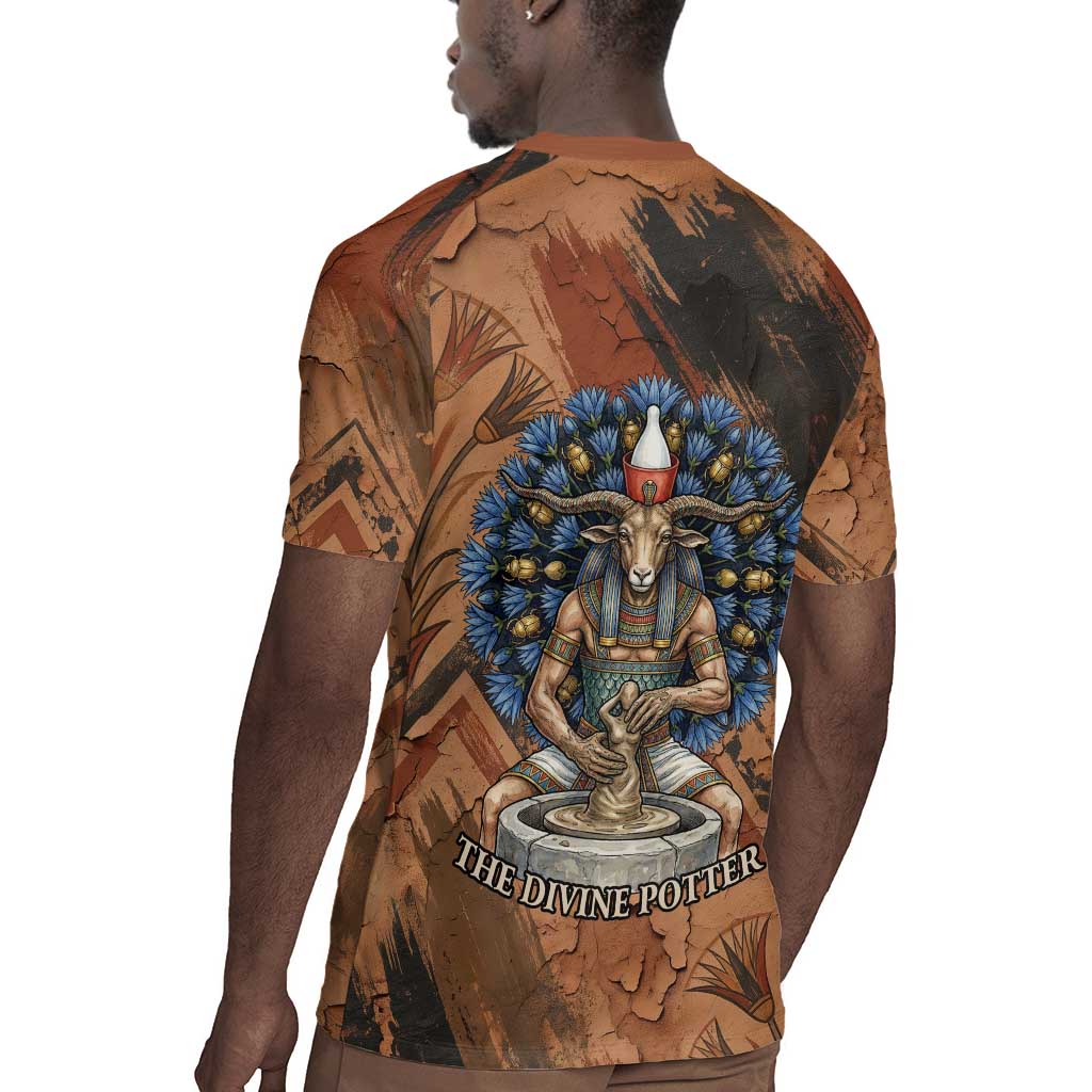 Khnum Rugby Jersey Ancient Egyptian Earthy Cracked Papyrus - Divine Potter - African Pride