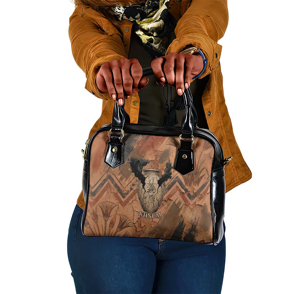 Khnum Shoulder Handbag Ancient Egyptian Earthy Cracked Papyrus - Divine Potter - African Pride