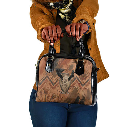 Khnum Shoulder Handbag Ancient Egyptian Earthy Cracked Papyrus - Divine Potter - African Pride