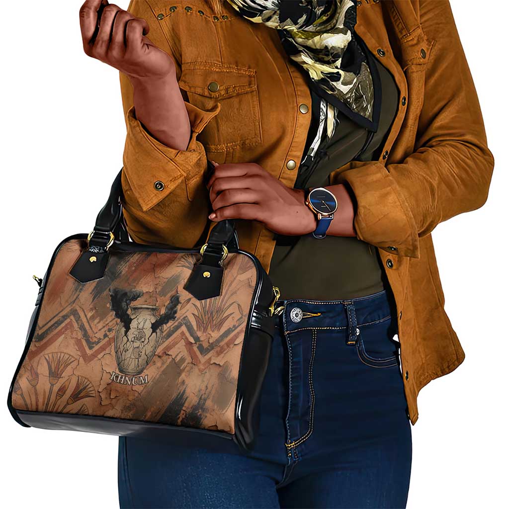 Khnum Shoulder Handbag Ancient Egyptian Earthy Cracked Papyrus - Divine Potter - African Pride