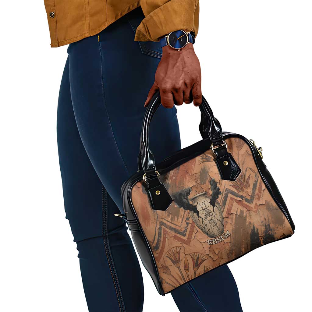 Khnum Shoulder Handbag Ancient Egyptian Earthy Cracked Papyrus - Divine Potter - African Pride