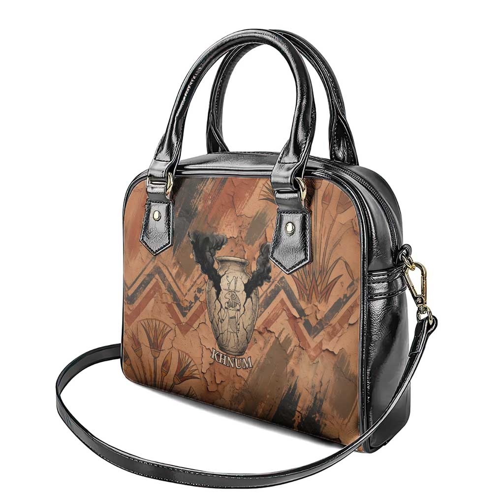 Khnum Shoulder Handbag Ancient Egyptian Earthy Cracked Papyrus - Divine Potter - African Pride