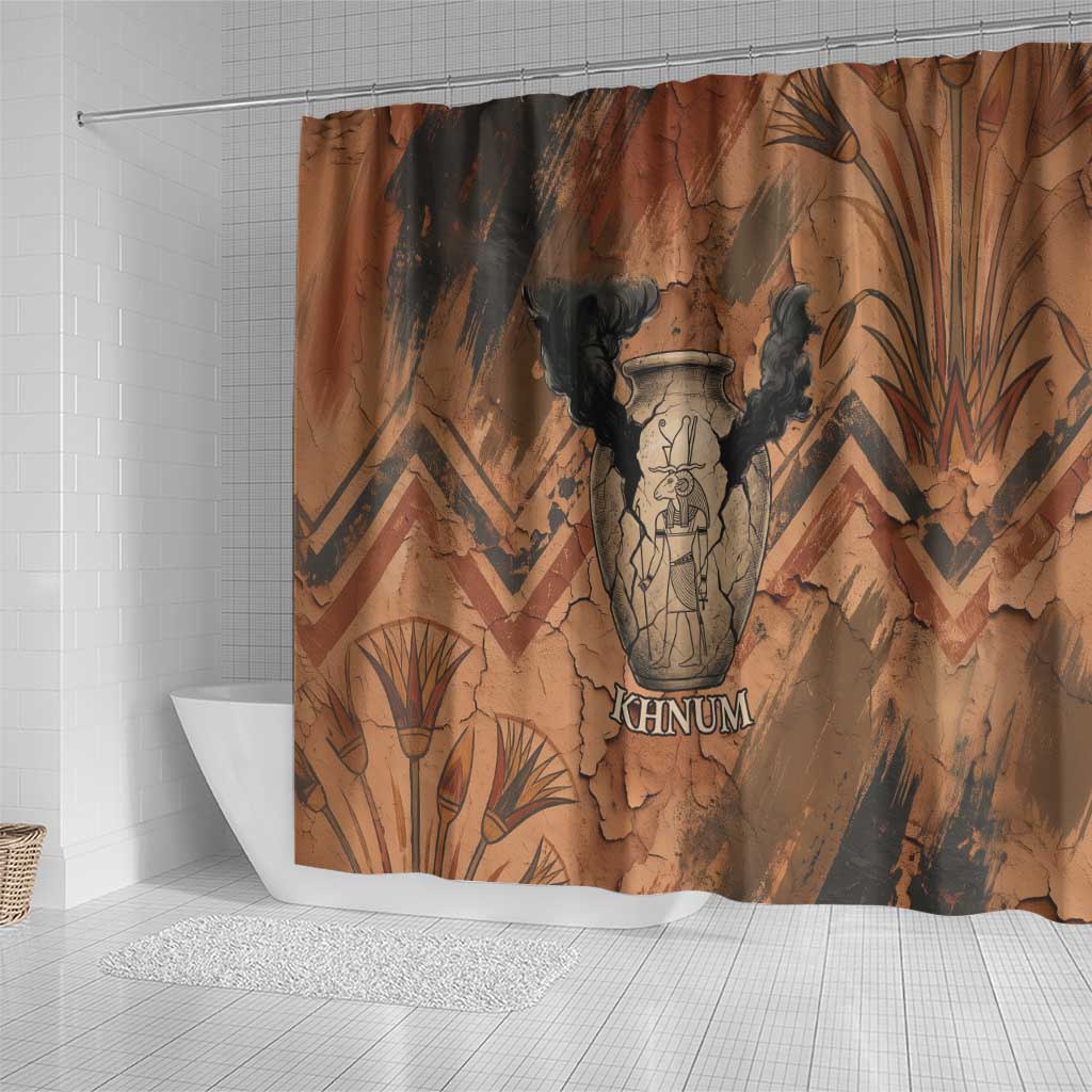 Khnum Shower Curtain Ancient Egyptian Earthy Cracked Papyrus - Divine Potter - African Pride