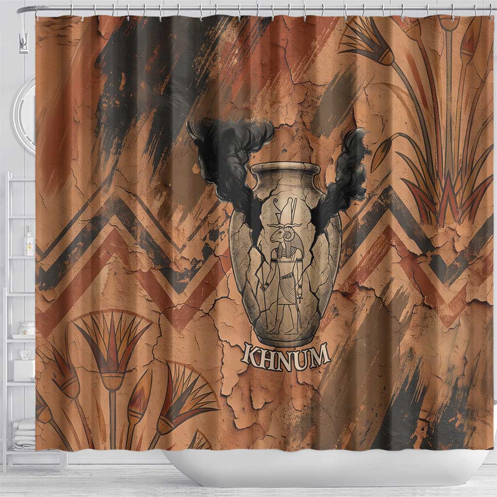 Khnum Shower Curtain Ancient Egyptian Earthy Cracked Papyrus - Divine Potter - African Pride