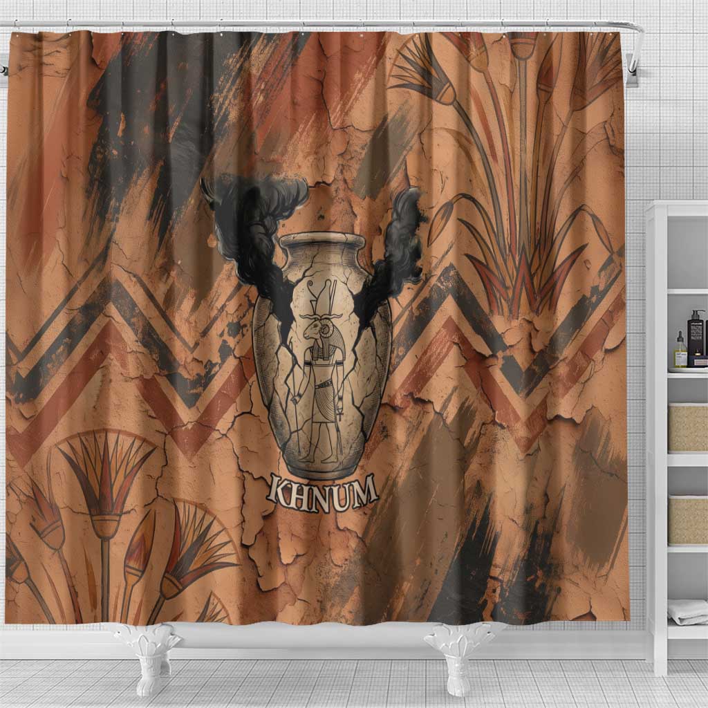 Khnum Shower Curtain Ancient Egyptian Earthy Cracked Papyrus - Divine Potter - African Pride
