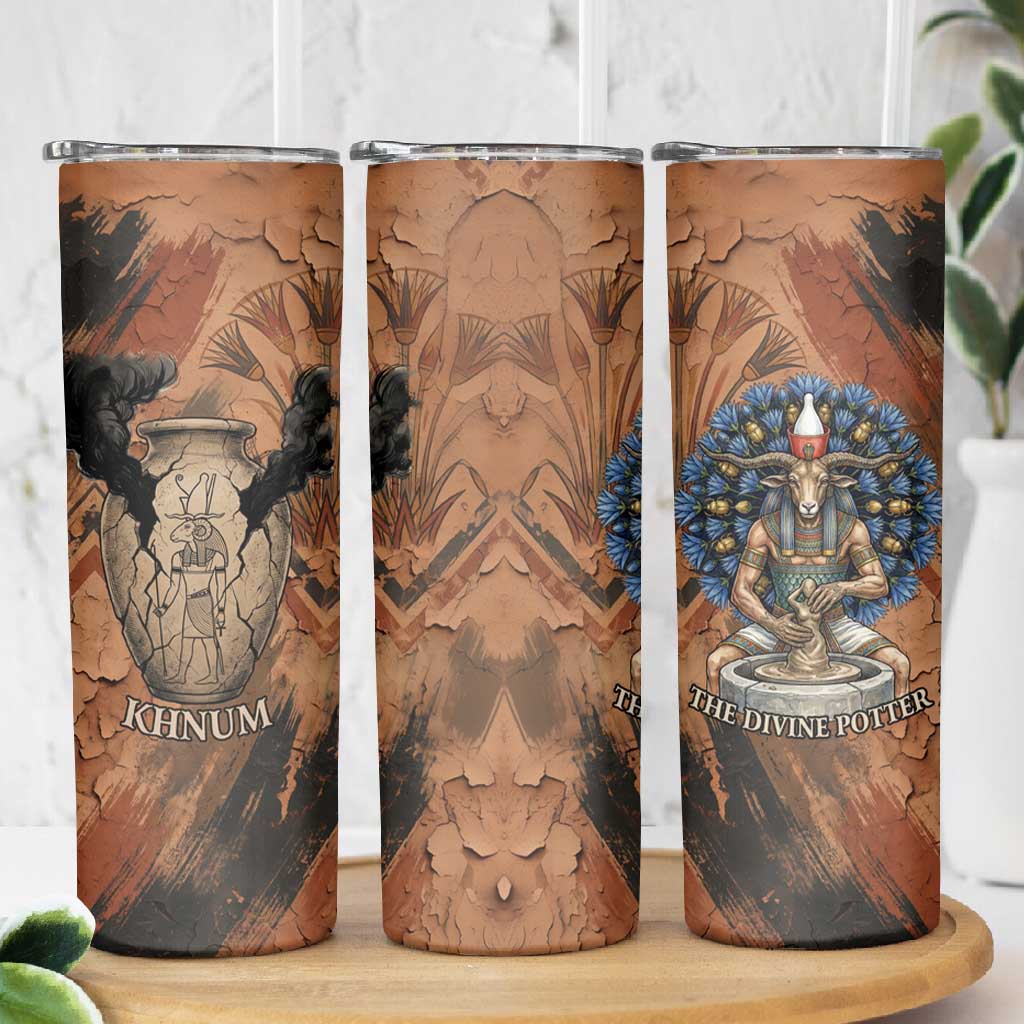 Khnum Skinny Tumbler Ancient Egyptian Earthy Cracked Papyrus - Divine Potter - African Pride