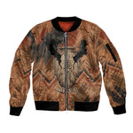 Khnum Sleeve Zip Bomber Jacket Ancient Egyptian Earthy Cracked Papyrus - Divine Potter - African Pride