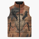 Khnum Sleeveless Puffer Jacket Ancient Egyptian Earthy Cracked Papyrus - Divine Potter - African Pride