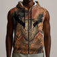 Khnum Sleeveless Zip Hoodie Ancient Egyptian Earthy Cracked Papyrus - Divine Potter - African Pride