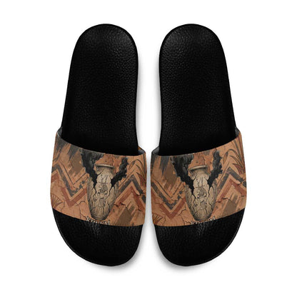 Khnum Slide Sandals Ancient Egyptian Earthy Cracked Papyrus - Divine Potter - African Pride