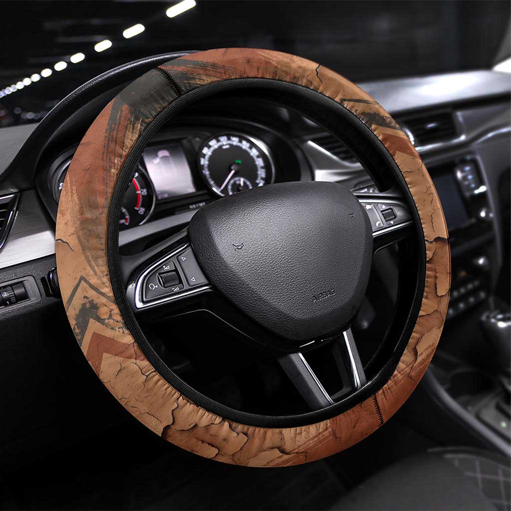 Khnum Steering Wheel Cover Ancient Egyptian Earthy Cracked Papyrus - Divine Potter - African Pride
