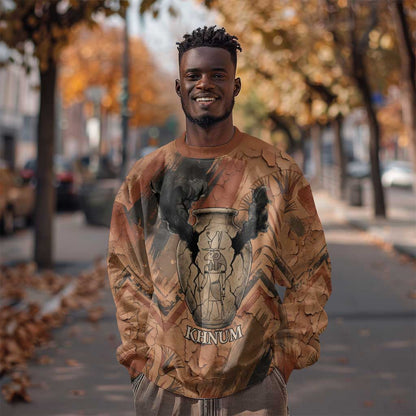 Khnum Sweatshirt Ancient Egyptian Earthy Cracked Papyrus - Divine Potter - African Pride