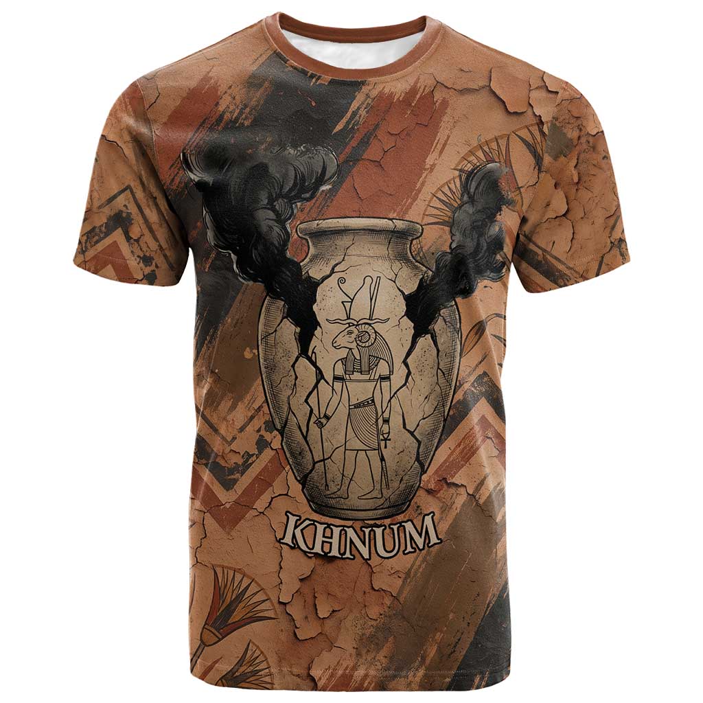 Khnum T shirt Ancient Egyptian Earthy Cracked Papyrus - Divine Potter - African Pride