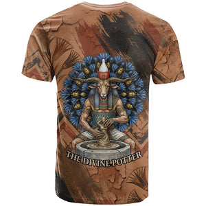 Khnum T shirt Ancient Egyptian Earthy Cracked Papyrus - Divine Potter - African Pride