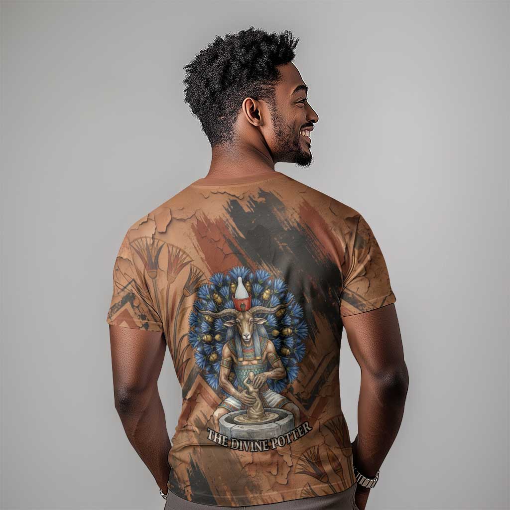 Khnum T shirt Ancient Egyptian Earthy Cracked Papyrus - Divine Potter - African Pride